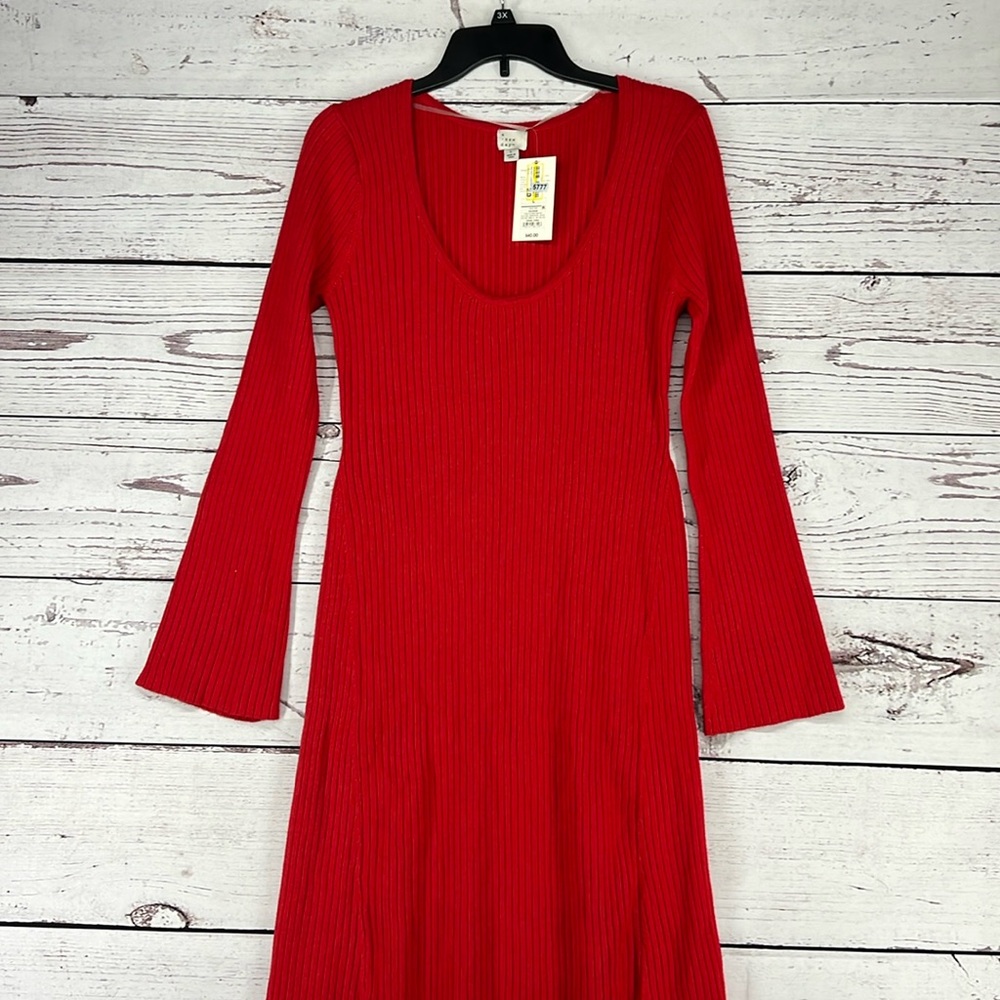Women’s Long Sleeve Maxi Sweater Dress A New Day Red L NWT